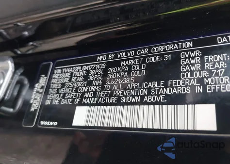 2021 Volvo Xc90 T6 Inscription 7 Passenger from USA, damaged, VIN YV4A22PL6M1771439